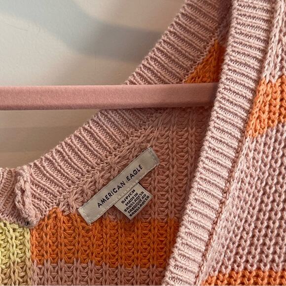 American Eagle Boho Stripe V-Neck Stripe Sweater - Picture 4 of 5